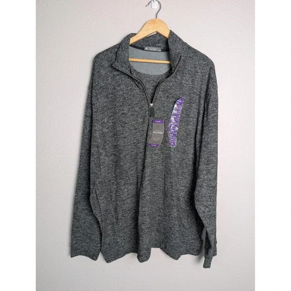 Member's Mark Sweater Mens 2XL Gray Mock Neck Quarter Zip Pullover Stretch - Picture 1 of 9